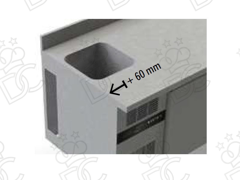 Sink Basin Above Motor Compartment - 340 x 340 x H 200 + 60 mm