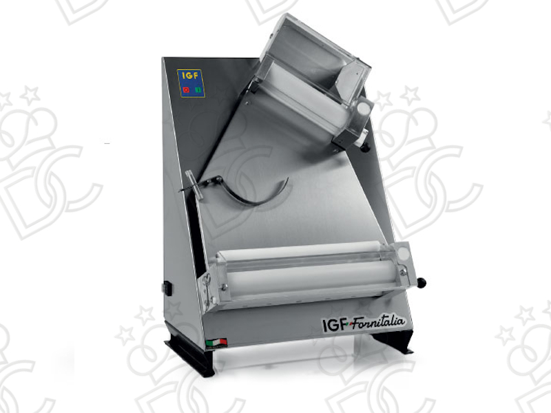 Stendipizza Inox a due coppie di rulli regolabili inclinati per pizza tonda max 40 cm
Rulli superiori inclinati
