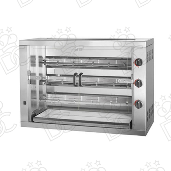 COMPAT countertop gas rotisserie - 3 spits - up to 18 chickens
