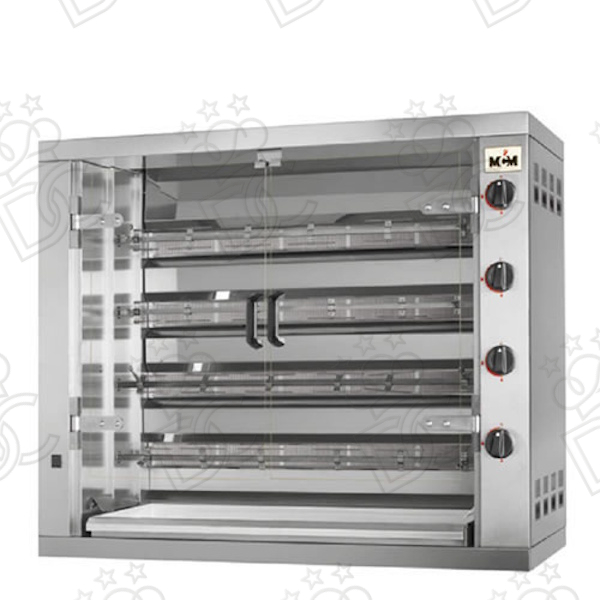 Gas countertop rotisserie COMPAT - 4 spits - up to 24 chickens
