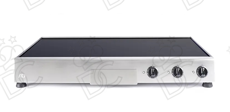 Professional countertop smooth glass-ceramic fry-top – with drip tray and three energy regulators