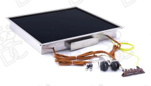 Built-in glass-ceramic fry-top – smooth surface – with drip tray and two remote controls, stainless steel frame
