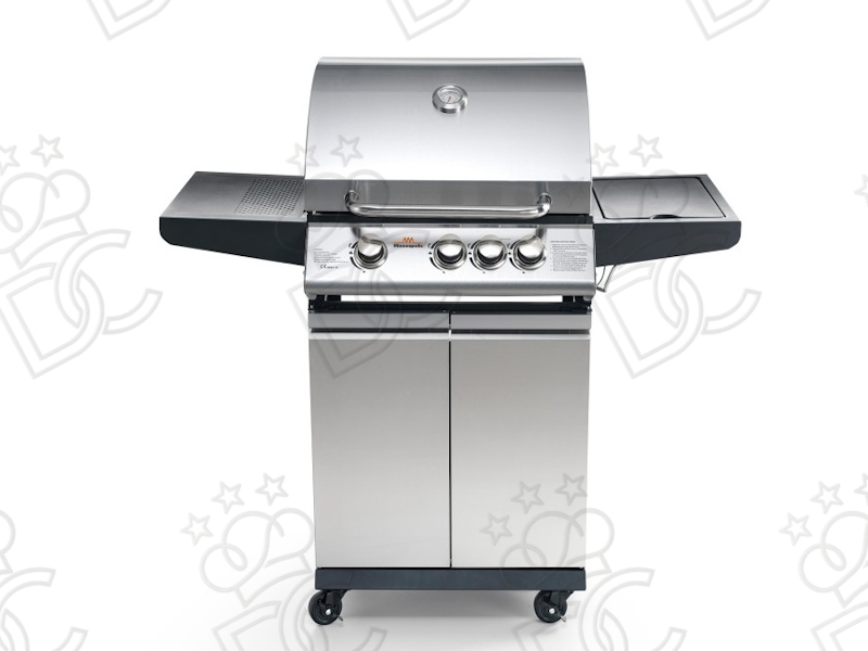 Barbecue à gaz d’extérieur avec couvercle et thermomètre