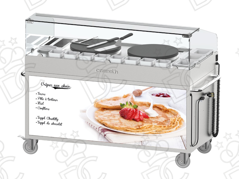 Trolley with integrated double crepe maker Ø40 cm