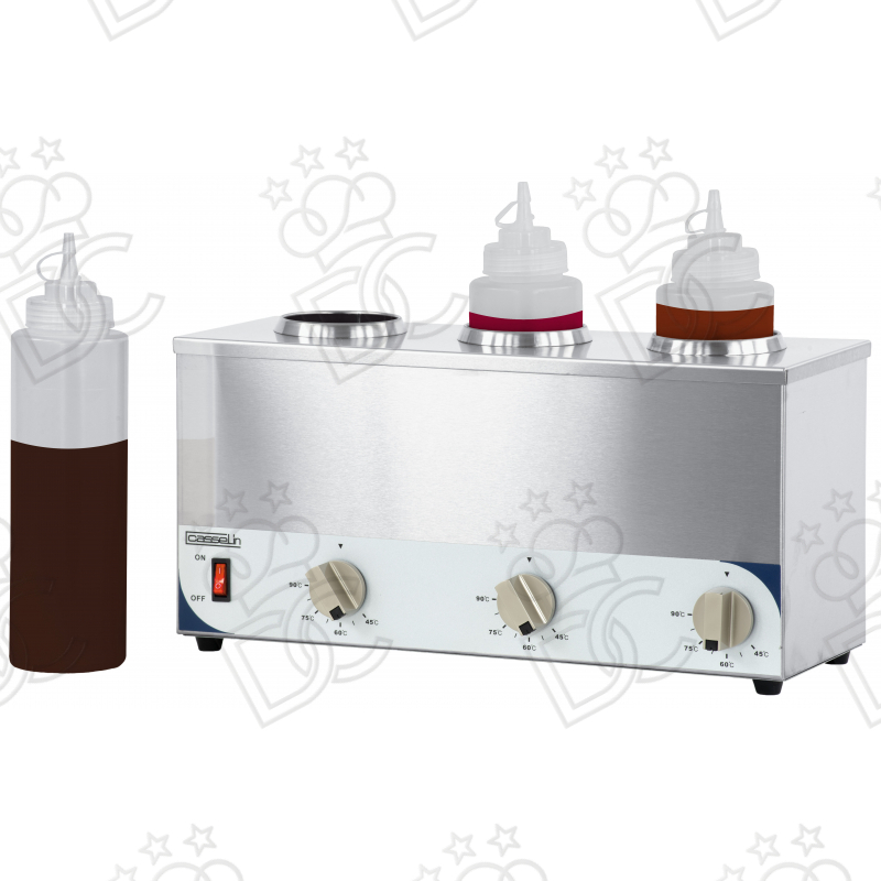 Sauce warmer with three containers - bottle capacity 1 L