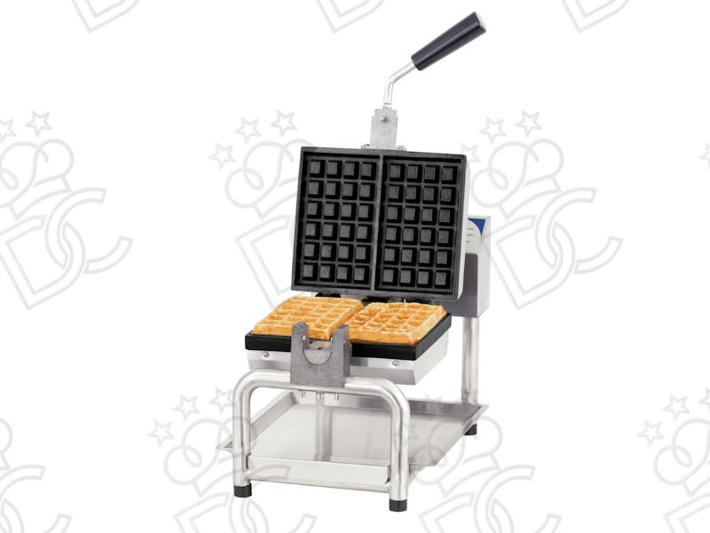 Macchina per waffle - piastra singola quadrata con apertura a 180°