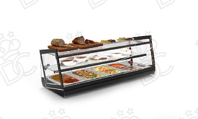Vitrine d’exposition bain-marie 4 x GN 1/3 x 40h