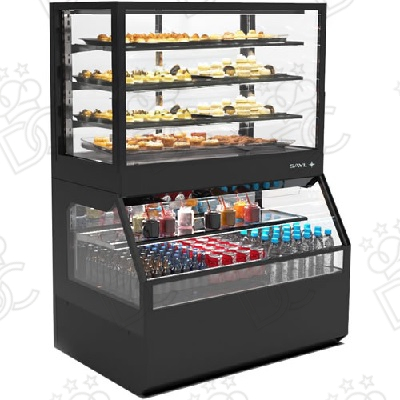 Vitrine d’exposition module inférieur réfrigéré - module supérieur neutre H180