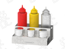 Support distributeur pour sauces et épices - 3 bouteilles de 1L