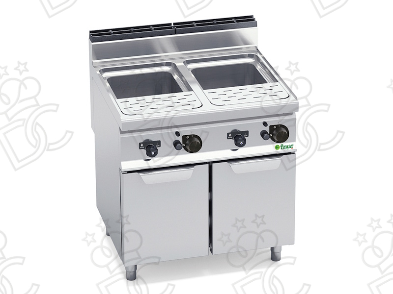Cuiseur à gaz sur compartiment neutre - double cuve - capacité 25+25 litres