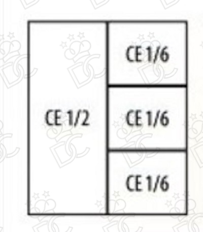 Combination no.1 basket 1/2 + no.3 baskets 1/6