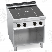 Ceramic glass cooktop with 4 zones on open base