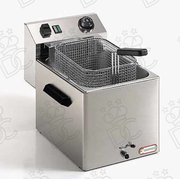 Friggitrice elettrica da banco - capacità 10 litri - con rubinetto scarico olio - trifase