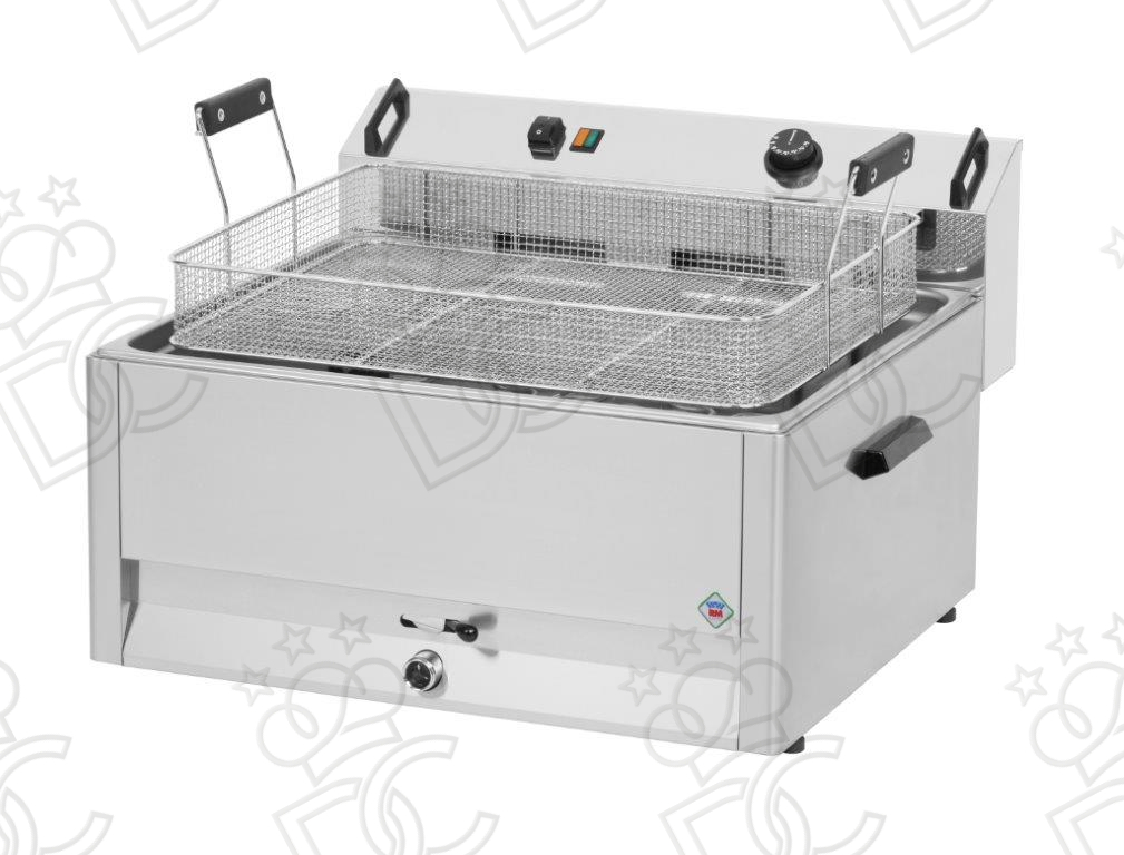 Friggitrice elettrica per pasticceria - capacità 30 lt - con rubinetto per scarico olio