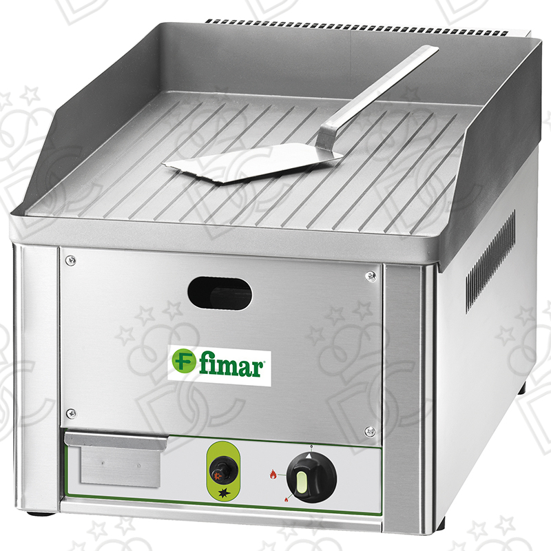 Fry-Top gas surface  in striped sandblasted steel