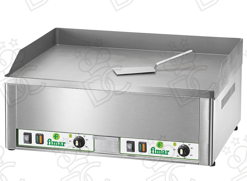 Fry-Top électrique - double plaque - plaque de cuisson en acier sablé lisse