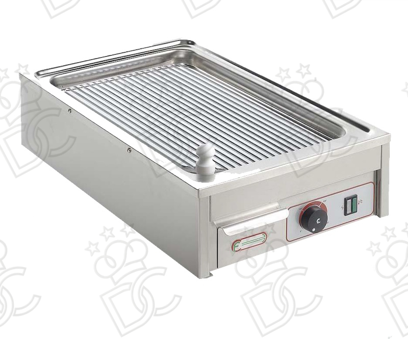 Fry-Top in acciaio - superficie rigata - cm 37,5x60