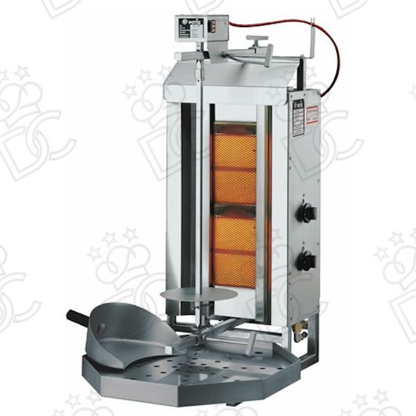Gyros à gaz avec 2 brûleurs verticaux - capacité de viande 15 kg