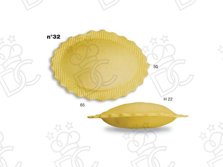 Ravioli mold No. 32 - Size mm 65x50 - h22* - Weight gr 26