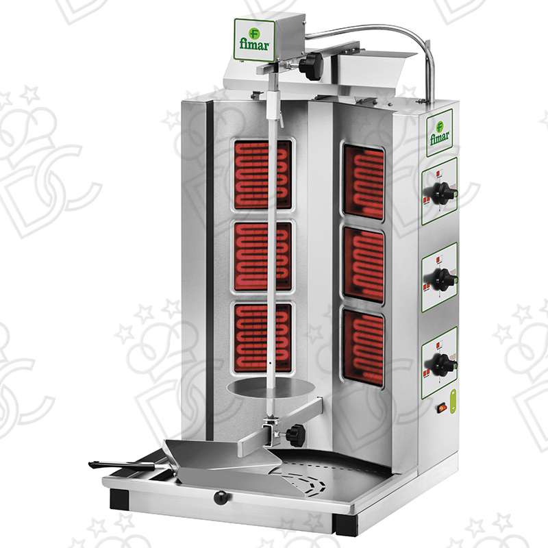 Electric gyros for kebab, capacity 10/30 Kg - 6 heating elements