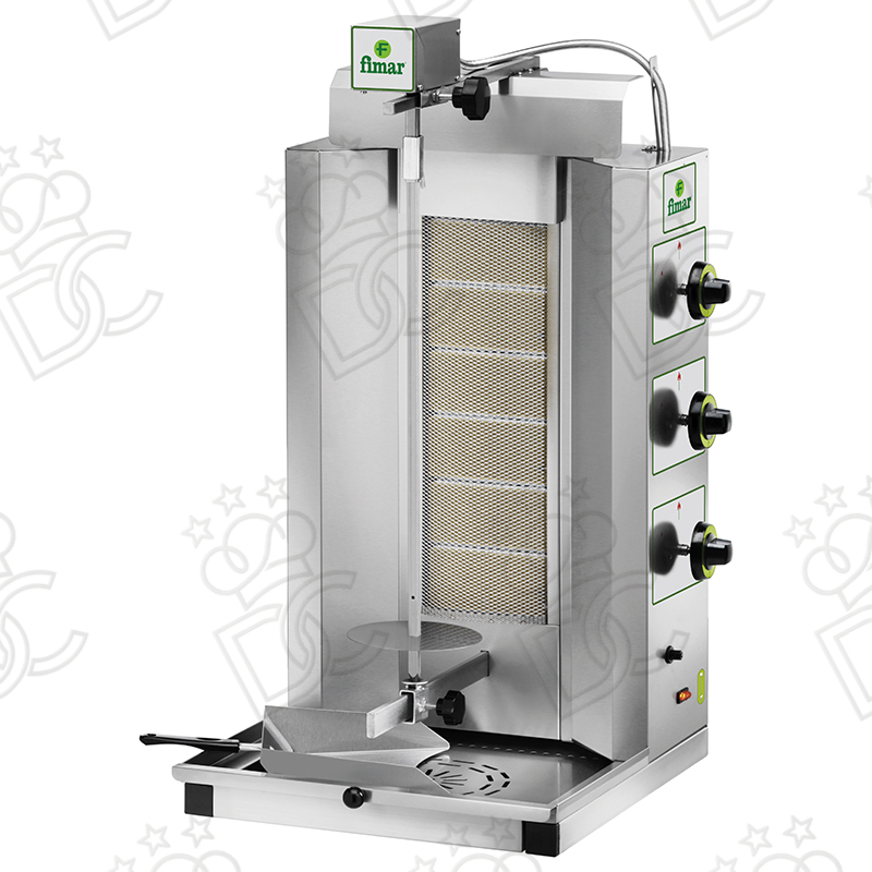 Gas gyros machine for kebab, capacity 10/30 Kg - 6 burners