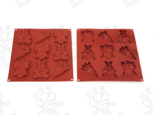 Stampo in silicone alimentare per N°9 Figure di Pasqua mm 89,5 x 69,5 x 14 h