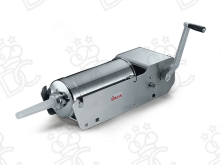 Manual horizontal sausage stuffer - 8 lt capacity - gear movement on 4 sealed bearings