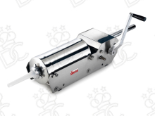 Manual horizontal sausage stuffer - 8 lt capacity - gear movement on 4 plastic bushings