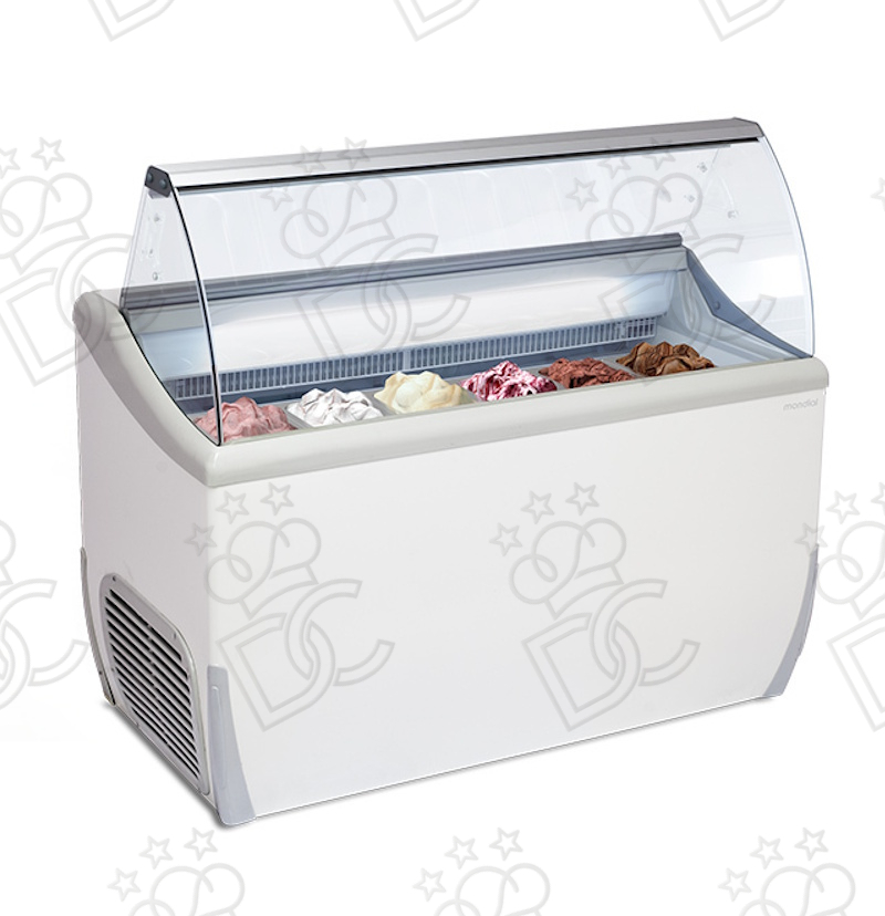 Display case for freshly churned gelato J EXTRA 7 - No. 7 pans of 5 lt - White color