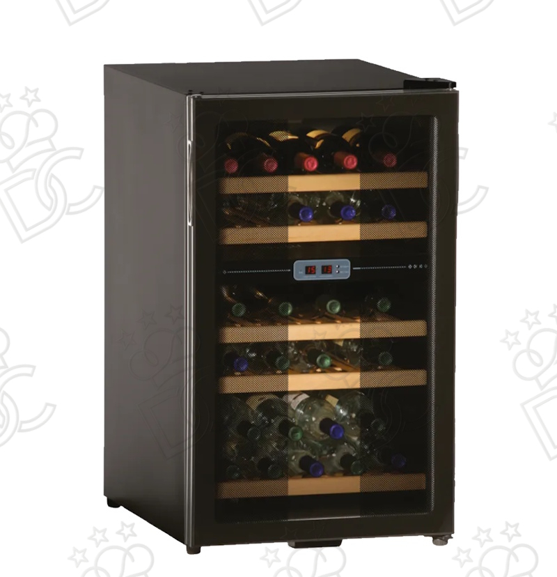 Refrigerated wine cooler - 28 bottles (12+16) - black