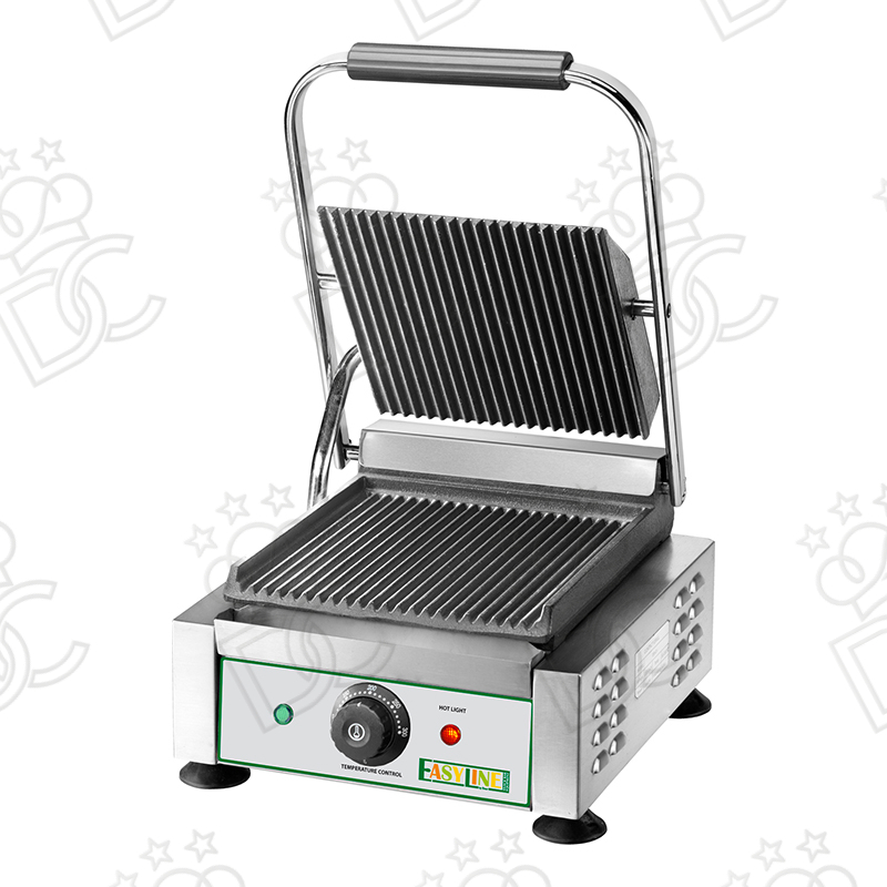 Cast iron toaster grill plate 24x23 cm - ribbed base and lid