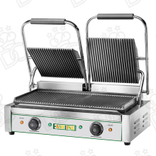 Double cast iron contact grill 48x23 cm - ribbed base and lids