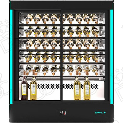 Refrigerated display case with straight glass – front and rear access