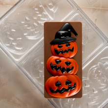 Moule pour tablettes en chocolat HALLOWEEN FRIENDS - 3 empreintes mm 154x77x15h