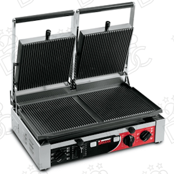 Grill double modèle PD - bases rainurées et couvercles rainurés
