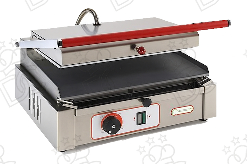 Medium chrome steel toaster plate - smooth base and grooved lid