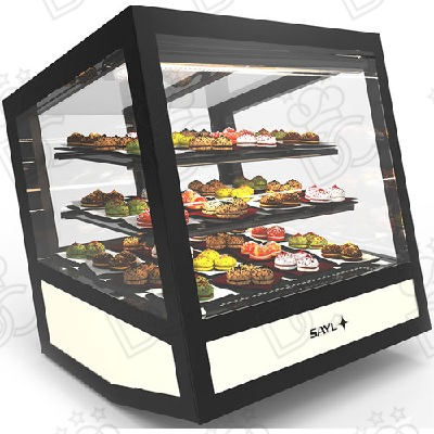 Refrigerated display showcase, squared and angled