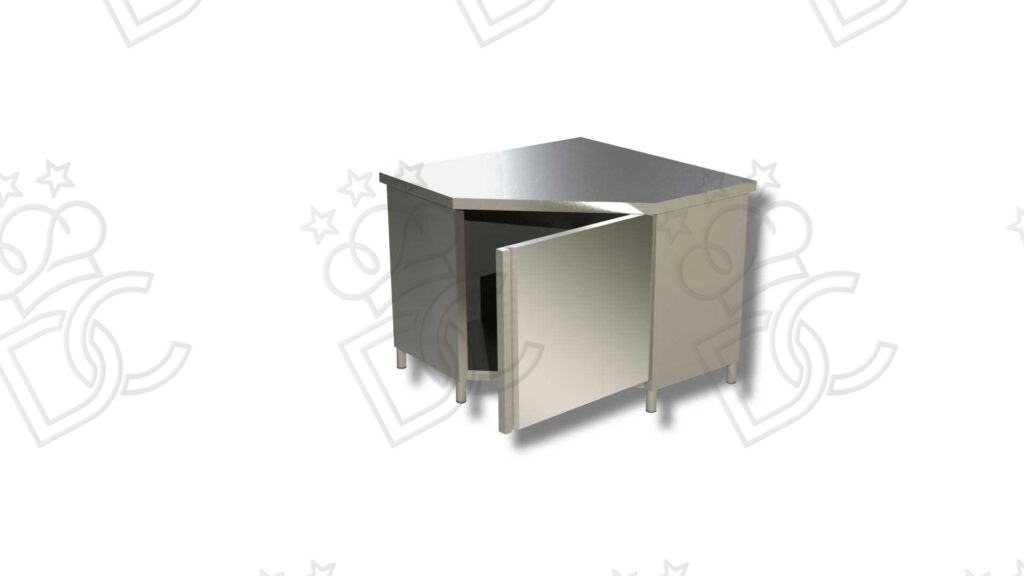 Table armoire d’angle - Porte battantes - Une étagère intérieure - SANS DOSSIER