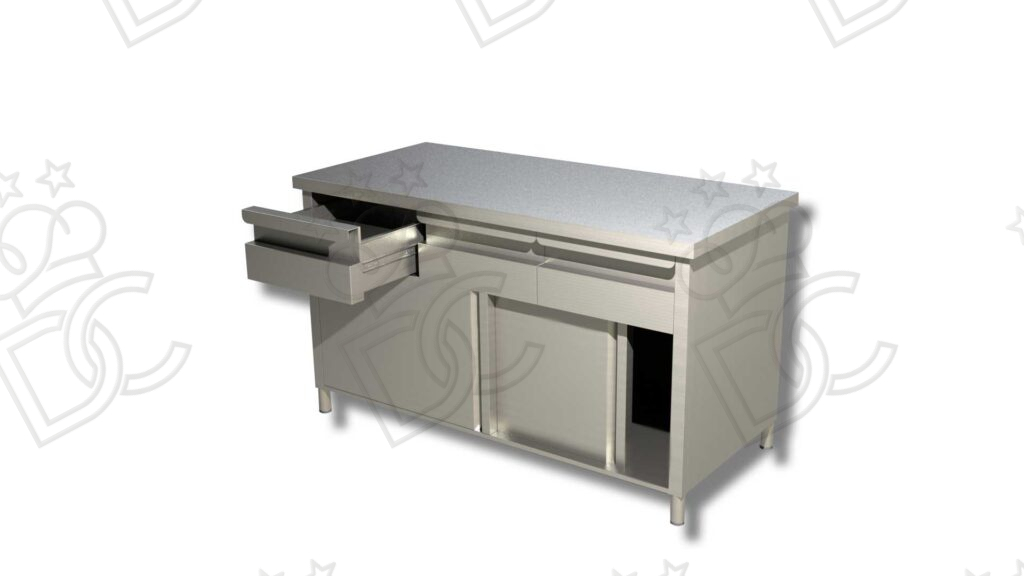 Table armoire avec commode en ligne sur compartiment fermé - Deux tiroirs