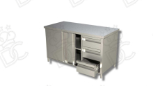 Cabinet table with right vertical chest of drawers on closed compartment - WITHOUT RISER