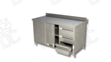 Wardrobe table with right vertical chest of drawers on closed compartment - WITH RISER