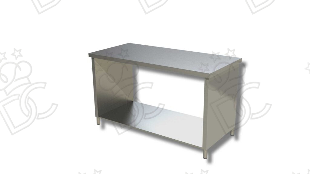 Table de travail avec côtés fermés et étagère inférieure - Réalisé en Acier Inox AISI304 - Profondeur 60cm - Sans dosseret