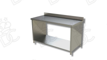 Tables de travail en acier inox AISI304 - AVEC DOSSIER - Sur côtés fermés et une ou deux étagères - ENTREZ POUR DÉCOUVRIR TOUTES LES OPTIONS DISPONIBLES