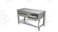 Stainless steel work tables AISI304 with inline drawers - WITHOUT BACKSPLASH - On Frame or with Shelf - CLICK TO DISCOVER ALL AVAILABLE OPTIONS