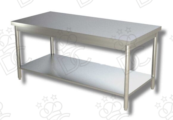 Table de travail sur pieds avec étagère inférieure - Réalisé en Acier Inox AISI304 - Profondeur 60cm - Sans dosseret