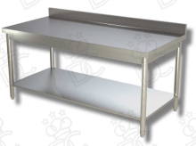 Tavoli da lavoro in acciaio Inox AISI304 - CON ALZATINA - Su Telaio o su Ripiano - Gambe in Tubolare Tondo - ENTRA PER CONOSCERE TUTTE LE OPZIONI DISPONIBILI