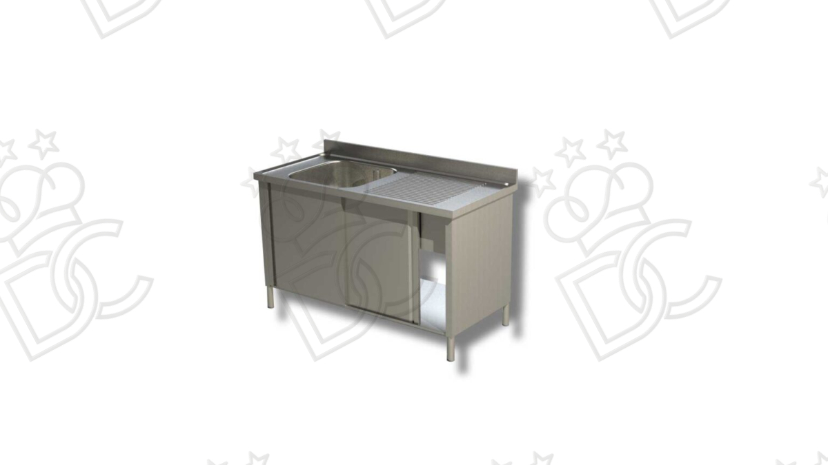 Lavatoio 1 vasca + gocciolatoio dx su armadio con porte scorrevoli