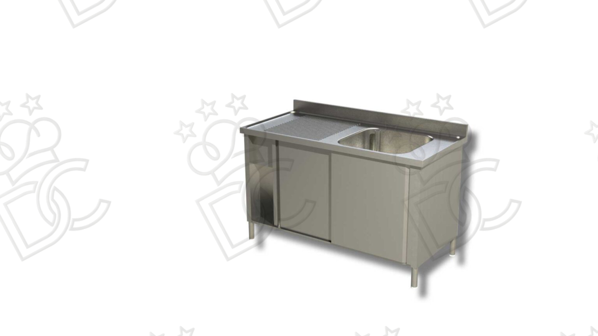 Lavatoio 1 vasca + gocciolatoio sx su armadio con porte scorrevoli