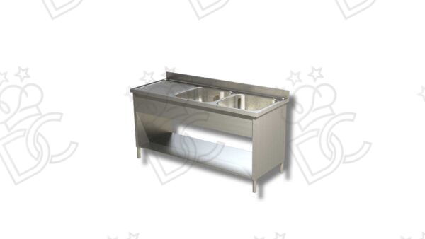 Lavatoio su fianchi 2 vasche + gocciolatoio sx con ripiano