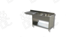 Lavatoio 2 vasche su fianchi + gocciolatoio sx e vano lavastoviglie